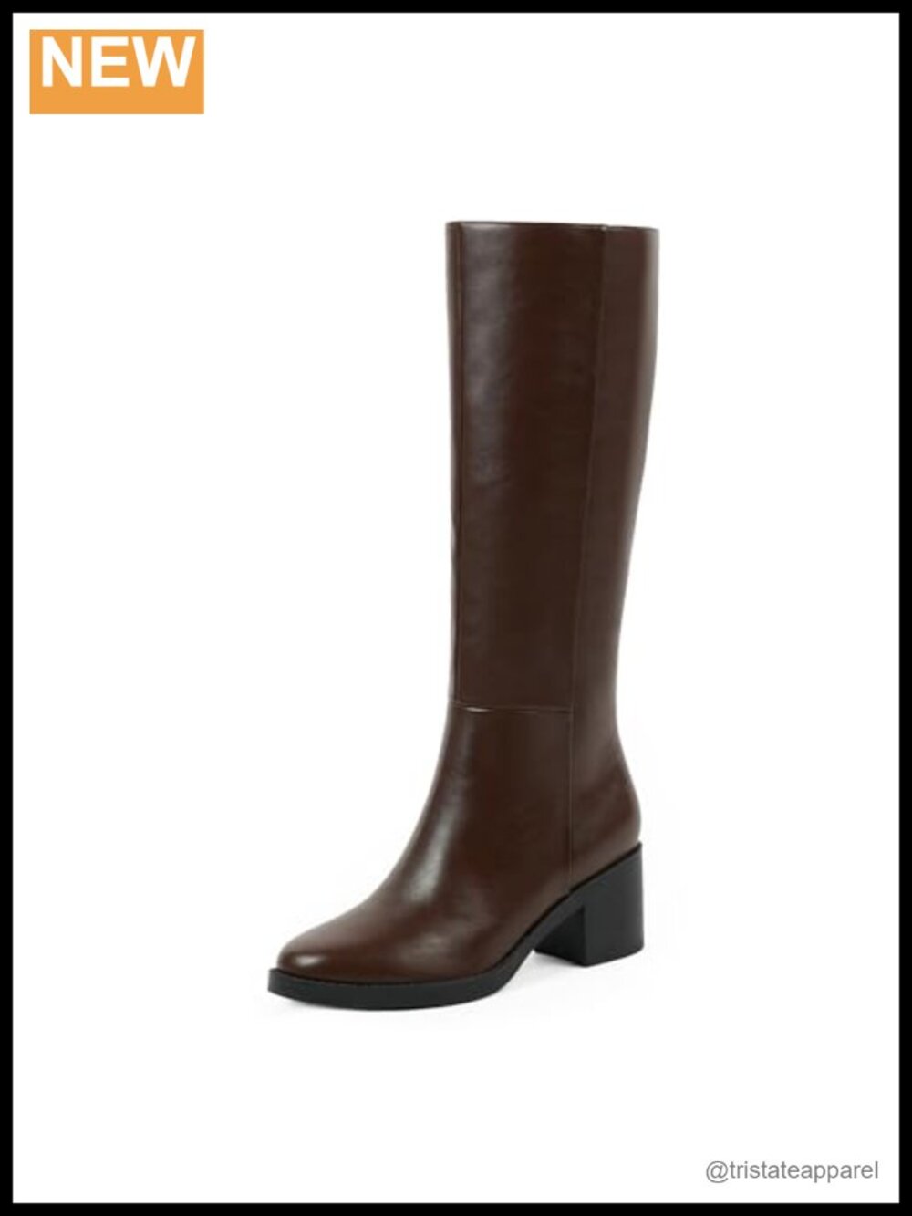 Women's Knee High Boots Chunky Low Heel Round Toe Faux Leather